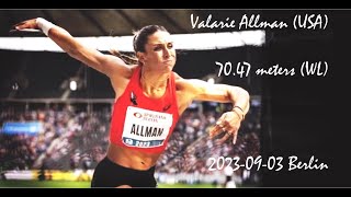 Valarie Allman USA discus 7047 meters WL 20230903 Berlin ISTAF Olympiastadion [upl. by Ahseneuq731]