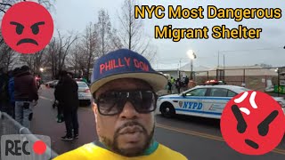 VISITING NYC MOST DANGEROUS MIGRANT CRISIS SHELTER SHOCKING 😡 [upl. by Annekam]