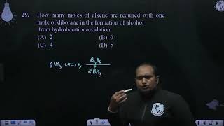 How many moles of alkene are required with one mole of diborane in the formation of alcohol from [upl. by Avigdor]