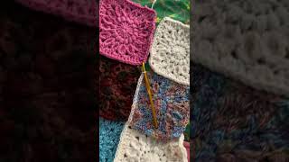 SpareScrap Yarn Granny Square Blanket short shorts [upl. by Enelie]