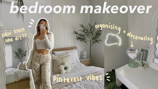 EXTREME bedroom makeover pinterest inspired aesthetic  new furniture amp decor [upl. by Leahicm]