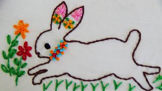 Hand Embroidery How to Embroider Bunny [upl. by Yahc637]