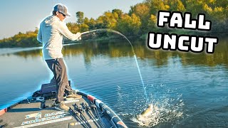 Totally Uncut Fishing At A SECRET LAKE Fall Bass Fishing Tips [upl. by Rozina]