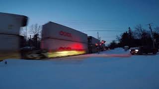 Southbound CN train at Washago railfanning horn railways [upl. by Crelin]