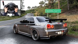 Drifting Nissan Skyline R34 GTR VSpec II  Forza Horizon 5  Steering Wheel Gameplay [upl. by O'Callaghan159]