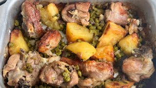 AGNELLO AL FORNO CON PATATE E PISELLI Italian food official 2023 [upl. by Atrebor536]