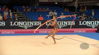 Melitina STANIOUTA BLR 2015 Rhythmic Worlds Stuttgart  Qualifications Ribbon [upl. by Nyrtak]