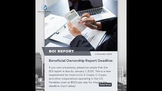 Beneficial Ownership Information Report BOI Training [upl. by Gnauq]