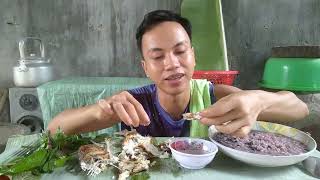 fried fish and porridge  linh mukbang [upl. by Idur]