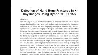 Detection of Hand Bone Fractures in X Ray Images Using Hybrid YOLO NAS [upl. by Mariano710]