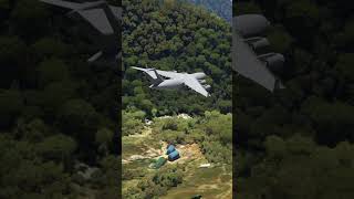 thrilling airplane Boeing C17 Globemaster III emergency takeoff at Nepals Lukla Airport shorts [upl. by Otsenre125]