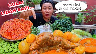 GULAI LIDAH SAPI KENTANG PAKAI SAMBEL REBUSAN DAUN UBI DAN LALAPAN [upl. by Michaella]