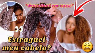 DESCOLORI MEU CABELO CACHEADO EM CASA COM SHAMPOOZADA [upl. by Akimed]