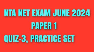 Net Exam PAPER 1 MCQ [upl. by Areit]