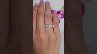 Round Cut Moissanite Diamond Eternity Band eternity eternityband halo moissanitering ring [upl. by Cavanagh]