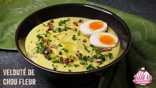 Recette de Velouté de ChouFleur au Curcuma Crème de Coco et Œuf Mollet [upl. by Gnuhc]