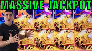 OMG I Won MASSIVE JACKPOT On High Limit All Aboard Slot [upl. by Wake]