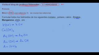 Formulación inorgánica 40 Hidróxidos fórmula [upl. by Noned455]