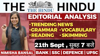 The Hindu Editorial Analysis  22nd Sept 2023  Vocab Grammar Reading Skimming  Nimisha Bansal [upl. by Adama268]