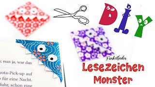 👾 Anleitung Monster Lesezeichen basteln 👾 Super einfach Lesezeichen aus Papier basteln [upl. by Foy]