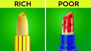 JE SUIS LES ASTUCES DES CÉLÉBRITÉS 💄 Outils riches vs pauvres  Idées DIY folles par 123 GO GOLD [upl. by Rehpotsyrhc]