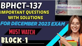 Bphct 137 important questions with solutions  important for December 2023 exam  part1 IGNOU [upl. by Kassaraba]