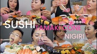 MUKBANG SUSHI WITH TAMAKI CONE amp NIGIRI 🍣 [upl. by Ecitnerp]