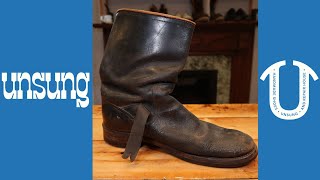 VINTAGE Mystery Engineer Boots Full Restoration and Recraft [upl. by Hobey]