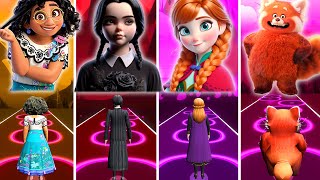 Encanto Mirabel Vs Wednesday Addams Vs Frozen Anna Vs Turning Red Meilin  Tiles Hop [upl. by Anod]