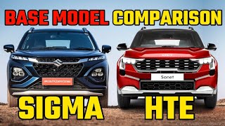 New Kia Sonet Facelift BASE Model HTE vs Maruti FRONX SIGMA BASE Model Comparison 2024 [upl. by Lrem]