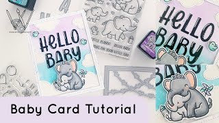 Elephant Baby Card Tutorial  Lawn Fawn Elephant Parade [upl. by Gurl96]