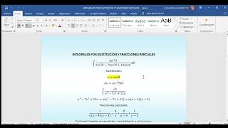 INTEGRALES POR SUSTITUCIÓN Y FRACCIONES PARCIALES [upl. by Annaeirb]