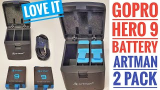 GOPRO Hero 9 ARTMAN 2 Pack Batteries amp Charger UNBOXING amp REVIEW AHDBT901 [upl. by Ilaire437]