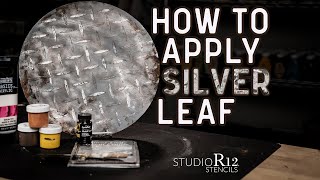 How to Use Silver Leaf on your Stencil Projects by StudioR12  Paint Diamond Plate Design [upl. by Noval379]