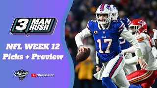 NO MORE UNDEFEATED TEAMS NFL Week 12 Picks  Preview  3Man Rush [upl. by Wavell]