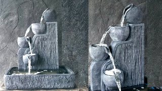 Homemade 4 Tier Waterfall Water Fountain  DIY Beautiful Cement Garden Decoration [upl. by Etteloiv]