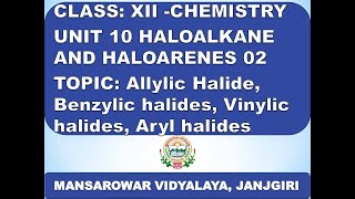 Class 12 Haloalkane and Haloarens 02 Allylic and Benzylic halide Vinylic Halide Aryl Halide [upl. by Kristyn]