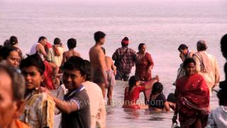 Devotees bathe at Ganga Sagar on the occasion of Makar Sankranti [upl. by Ylrevaw]