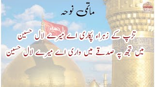 Matmi Noha  Tadap Ke Zahra Pukari ae Mere Lal Husain  Marsiya dawoodi bohra [upl. by Tavey368]