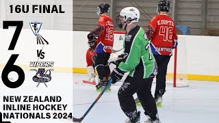 U16 Final  Panthers vs Vipers at Inline Hockey NZ  National Championships 2024  With goal replay [upl. by Sender]