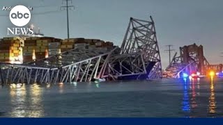 Francis Scott Key Bridge in Baltimore MD collapses after being struck by container ship [upl. by Bunder983]