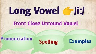 Long Vowel 👉i Pronunciation Spelling and Examples Front Close Unround Vowel sound [upl. by Wilmette233]