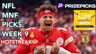 PRIZEPICKS NFL MNF WEEK 9 PICKS podcast nfl parlayplay underdogfantasy [upl. by Crofoot]