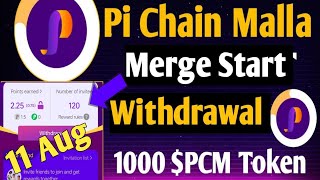 Pi Chain Malla PCM WALLET mainnet launch 1000 pcm Token withdrawal update 11 Agu [upl. by Eetnahs691]