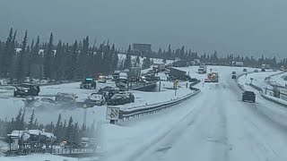 Snow chaos in Alberta Massive Vehicles pile up in Canmore [upl. by Cornwall]