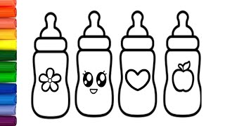 🌈 4 Cute Milk Bottle Drawing For Kids amp Toddlers 🍼 [upl. by Ithaman153]