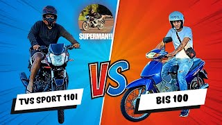 Honda Bis 100 vs Mottu TVS sport 110i  Racha de motos pt 1  veja isso [upl. by Artemed990]