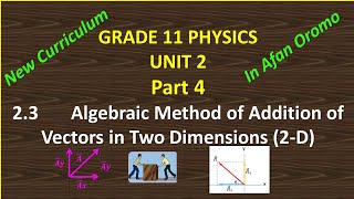 Grade 11 Physics Unit 2 part 4 Algebraic Method of Vector Addition  New Curriculum in Afan Oromo [upl. by Aracot]