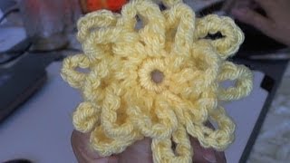 How to crochet super easy flower  double loop flower [upl. by Kowalski]