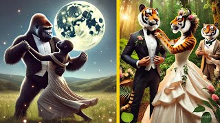 Gorillas Forest Love Story  Tiger Wedding Got Ruined Due To Fire  Animals  Ai Video [upl. by Armond]